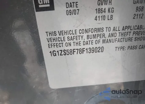 2008 Chevrolet Malibu Classic Ls from USA, damaged, VIN 1G1ZS58F78F139020